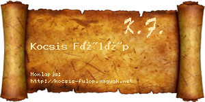 Kocsis Fülöp névjegykártya